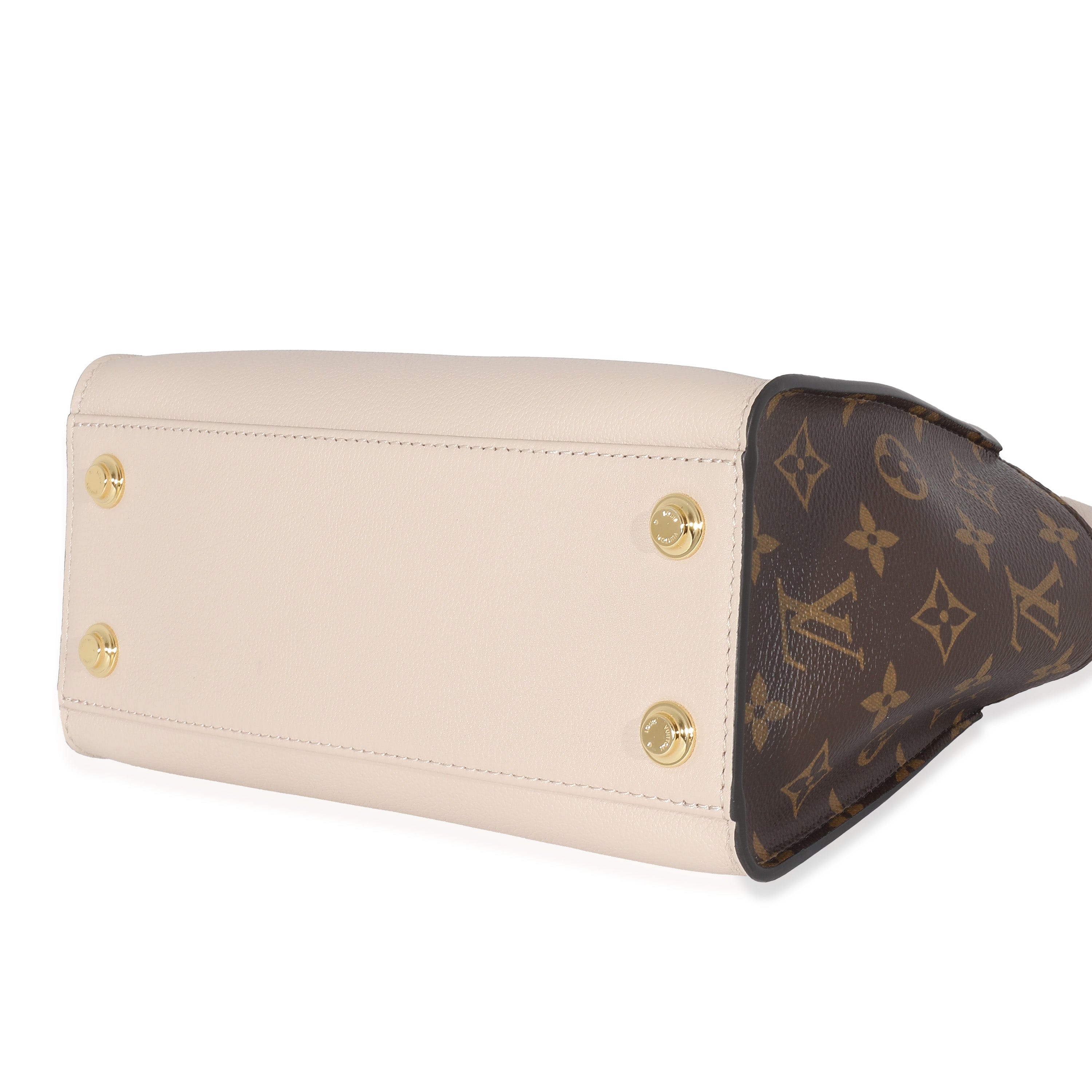 Louis Vuitton Louis Vuitton Greige Leather Monogram Canvas On My Side PM