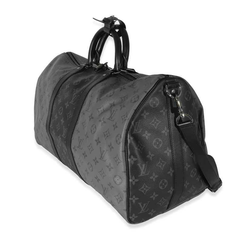 Louis Vuitton Keepall Bandouliere Bag Reverse Monogram Eclipse Canvas 50 Black