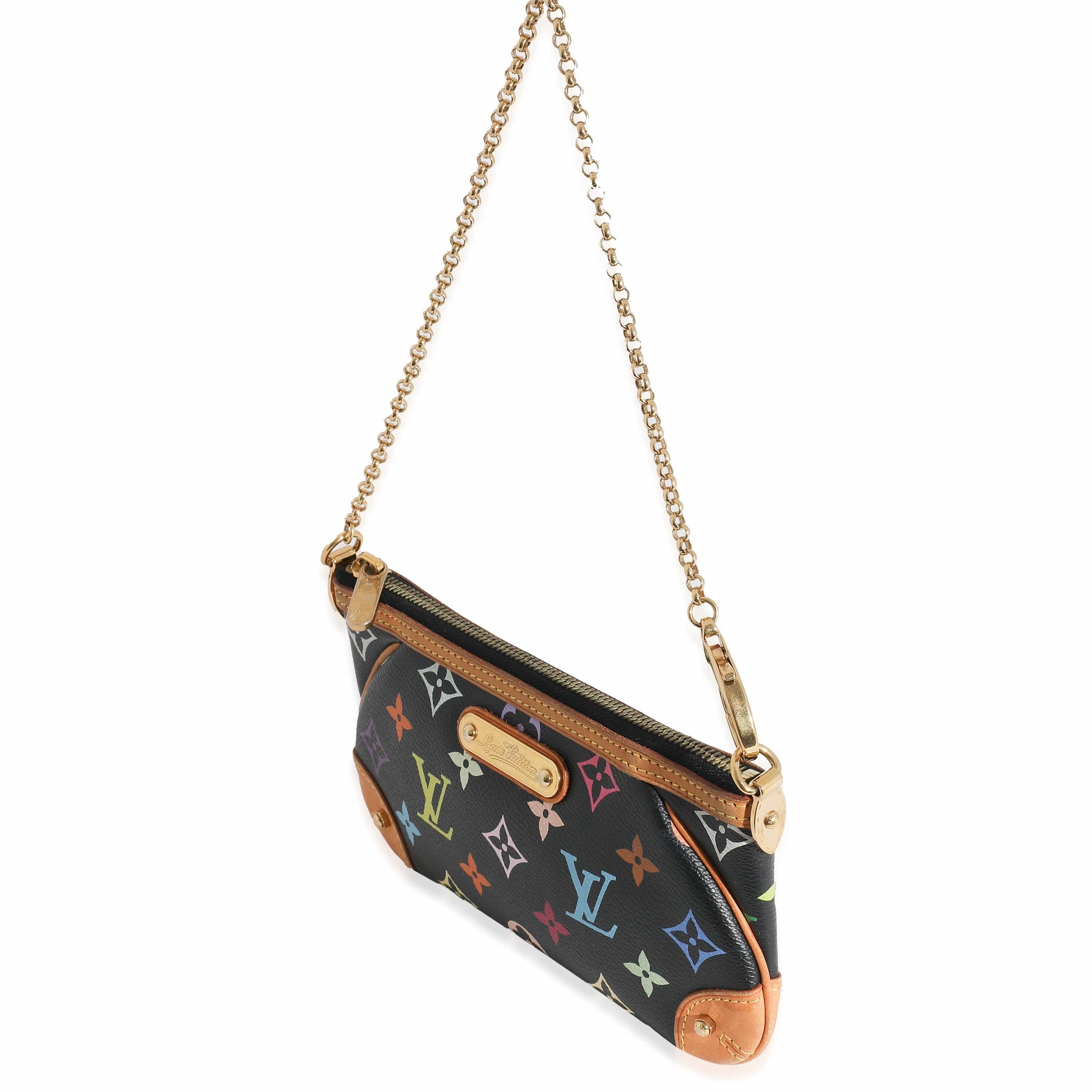 Louis Vuitton Louis Vuitton x Takashi Murakami Black Multicolor Canvas Milla Pochette