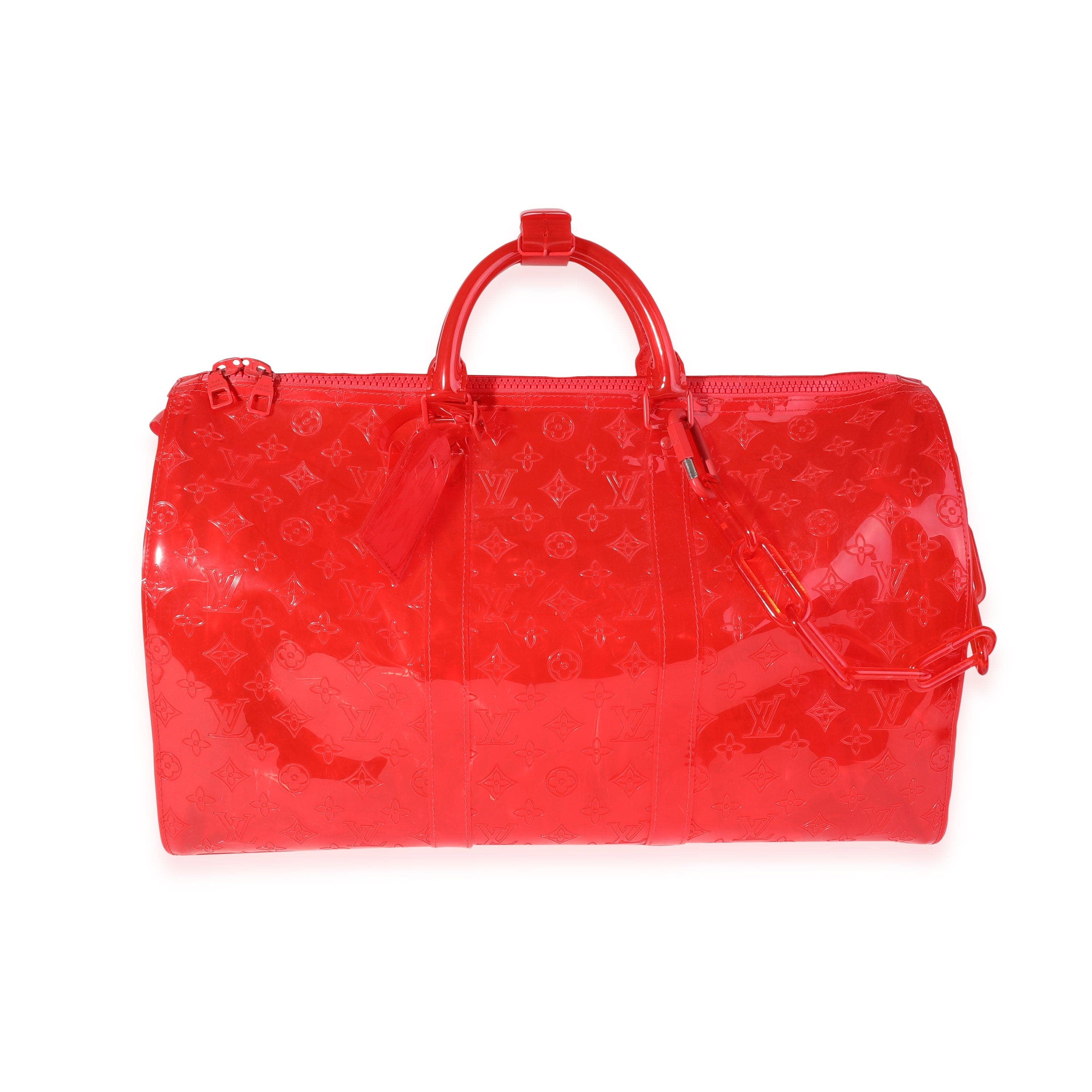 Louis Vuitton Louis Vuitton x Virgil Abloh Red Monogram PVC  Keepall Bandouliére 50