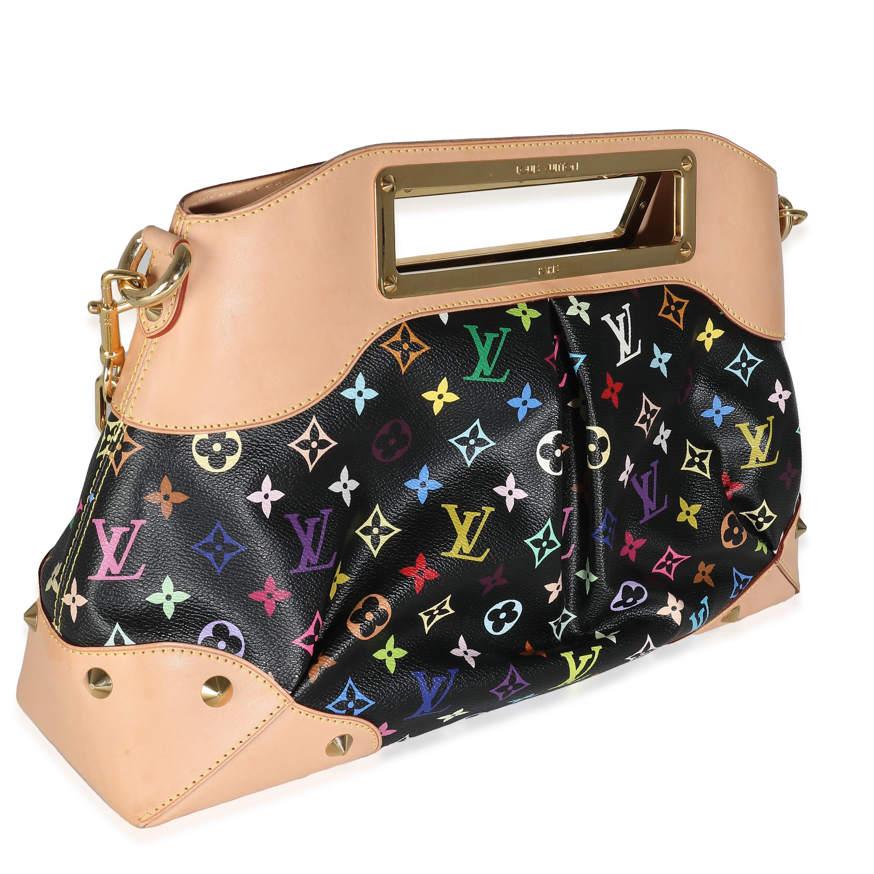 Louis Vuitton LV Black Monogram Multicolore Canvas Judy MM