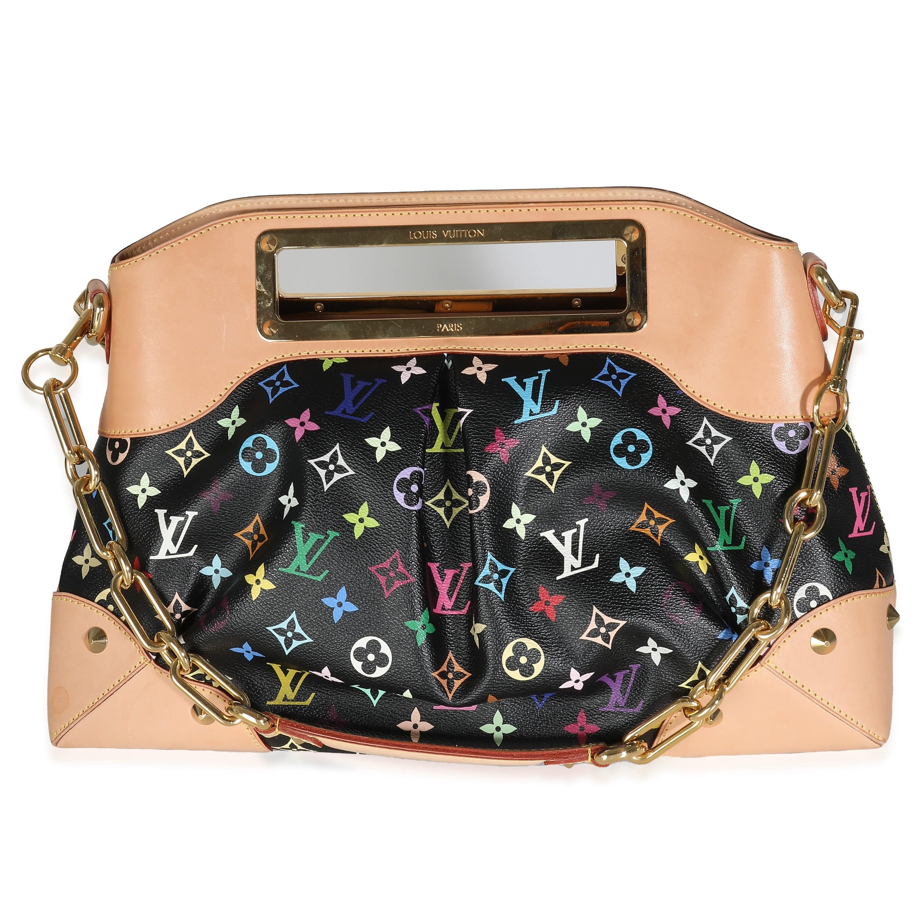 Louis Vuitton LV Black Monogram Multicolore Canvas Judy MM