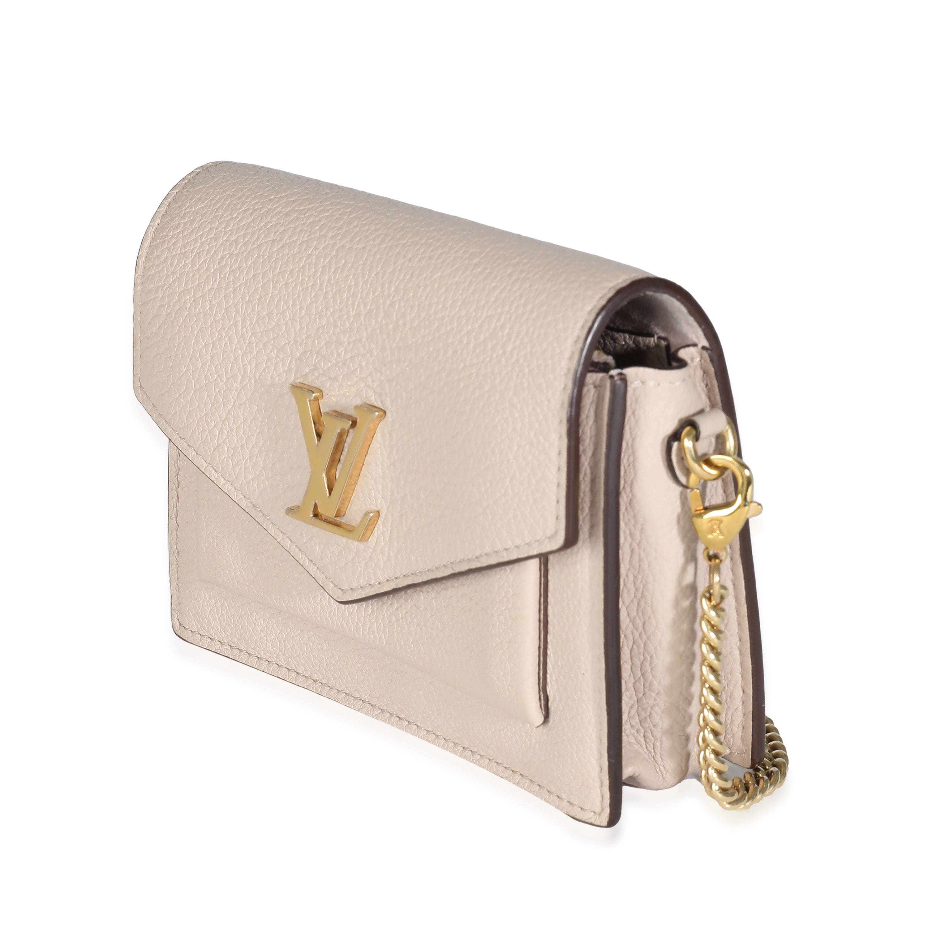 Louis Vuitton LV Greige Calfskin Mini MyLockMe Chain Pochette