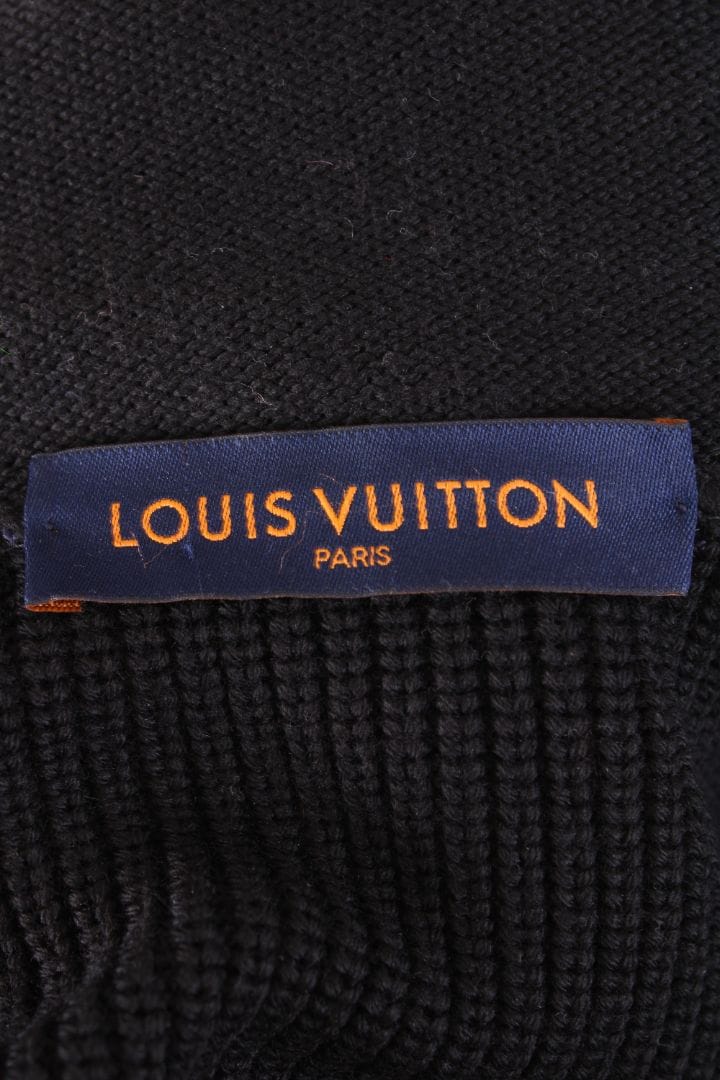 Louis Vuitton Louis Vuitton Leather Pocket Knit Hoodie Black L
