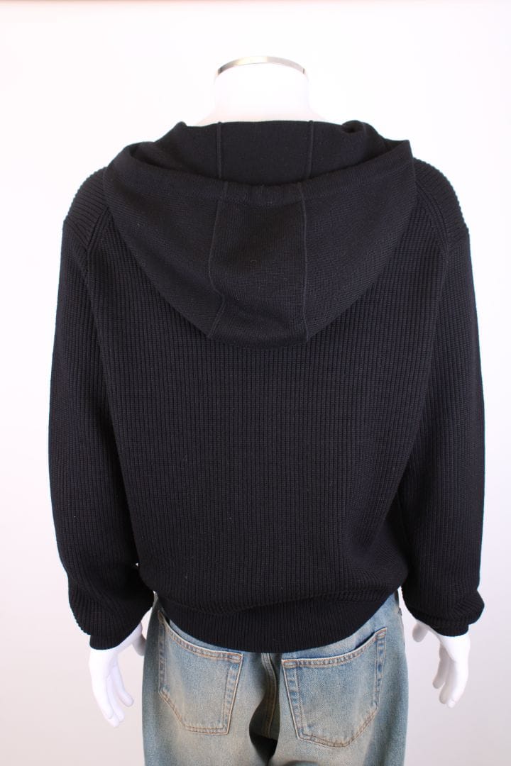 Louis Vuitton Louis Vuitton Leather Pocket Knit Hoodie Black L
