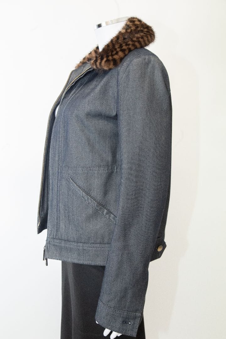 Louis Vuitton Louis Vuitton Mink Collar Denim Jacket Denim IT38