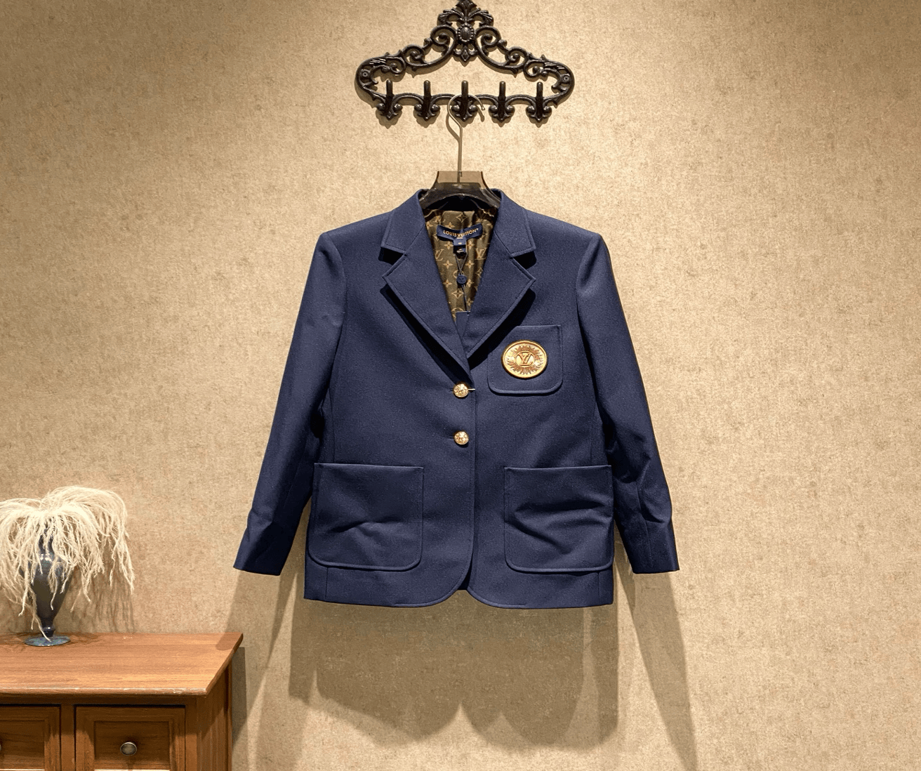 Louis Vuitton Louis Vuitton Midnight Blue Embroidered Logo Blazer / Size 42 / Brand New with Tags / 41310 SGC41310