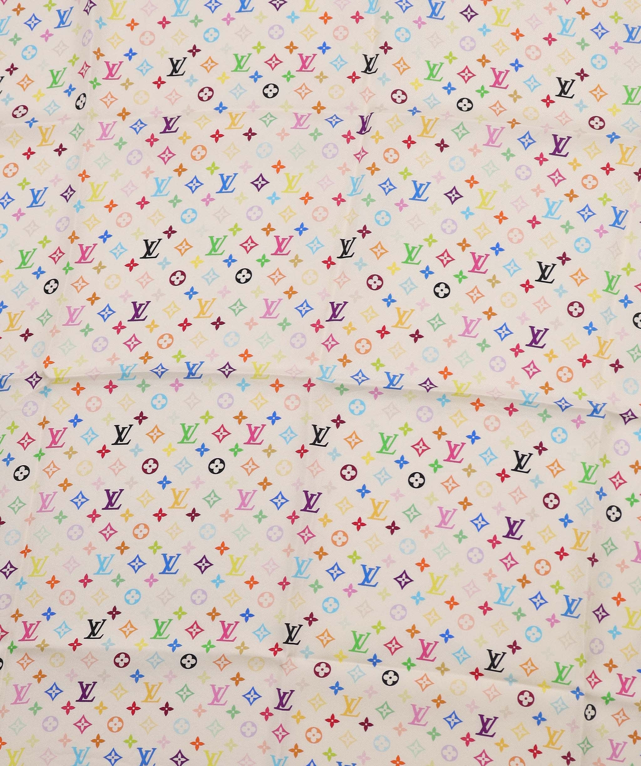 Louis Vuitton LV Multicolor Monogram Silk Scarf White DXBS4292