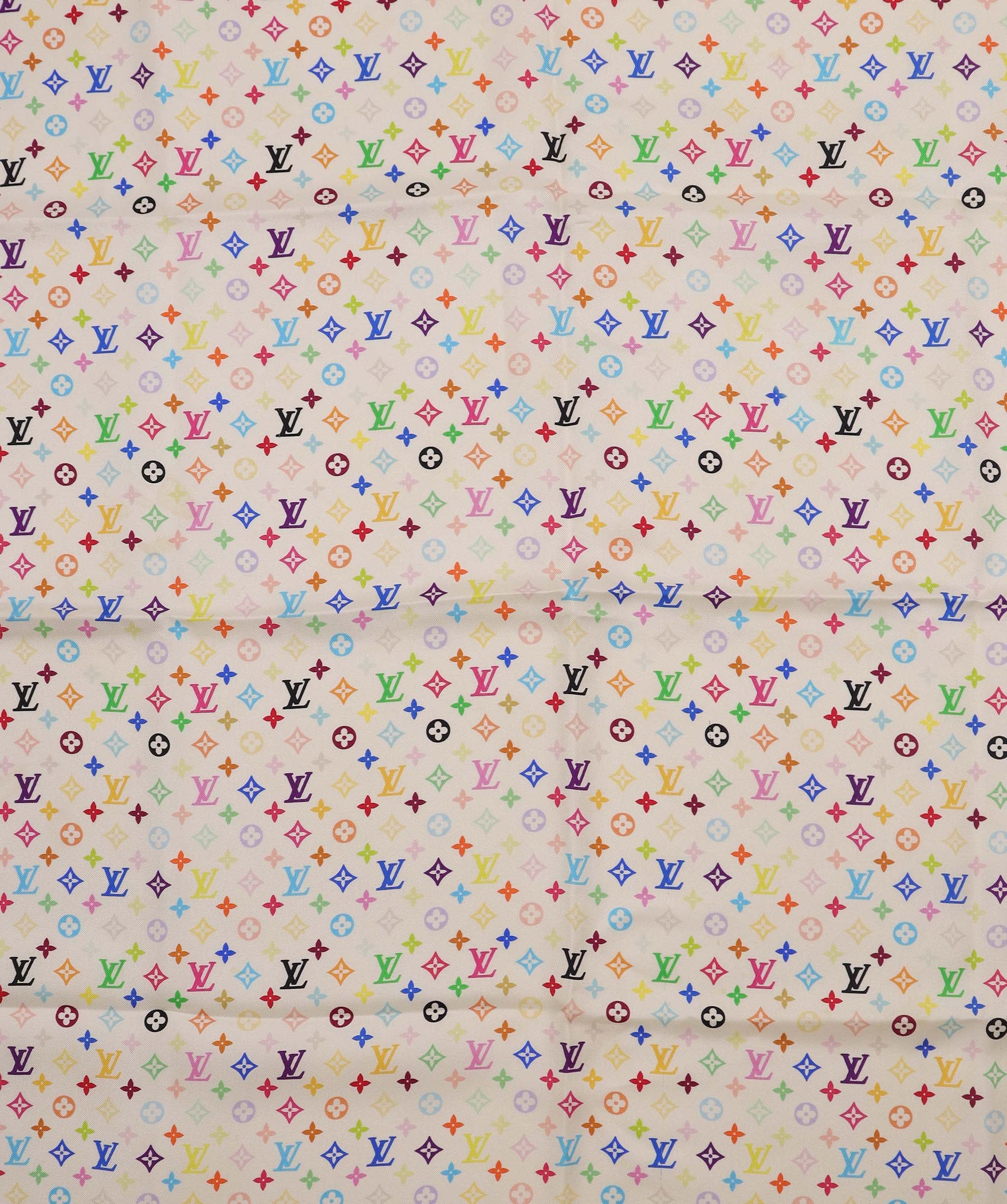 Louis Vuitton LV Multicolor Monogram Silk Scarf White DXBS4318