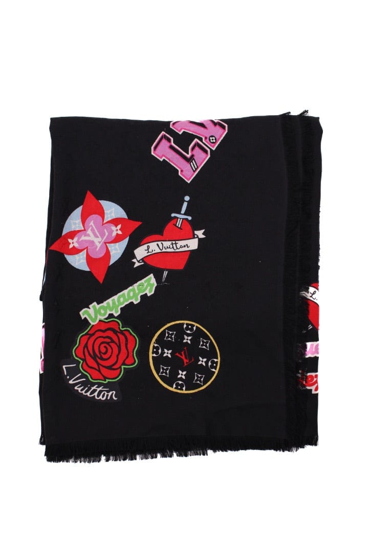 Louis Vuitton Louis Vuitton Monogram Stories Shawl Scarf Black
