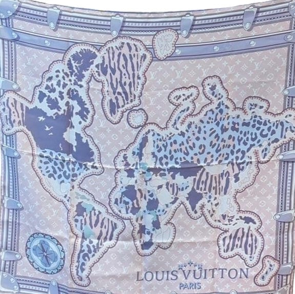 Louis Vuitton LV Pink/Grey Silk Scarf - 90cm