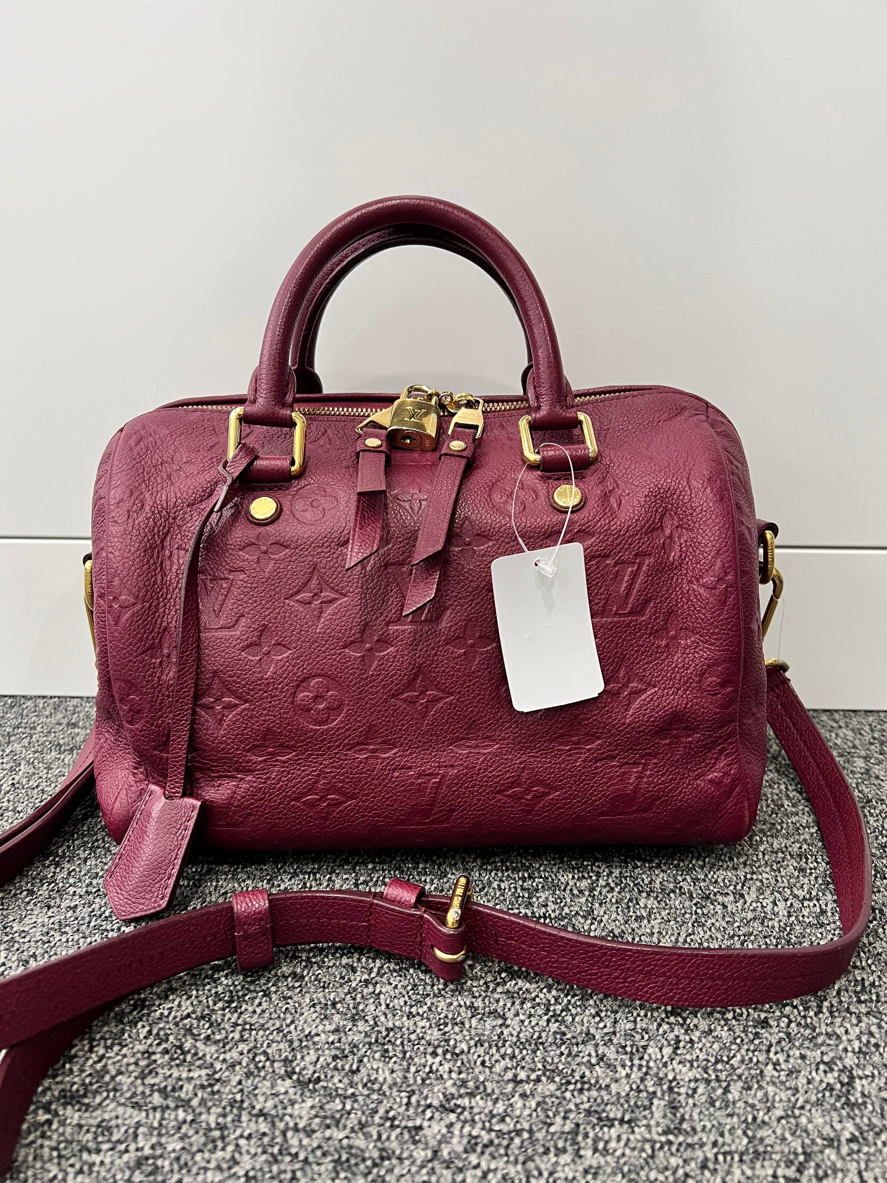 LOUISVUITTON LOUISVUITTON Empreinte Speedy Bandouliere 25 Purple M40764 Corner Repainted Edge Crack B0123U3TKY