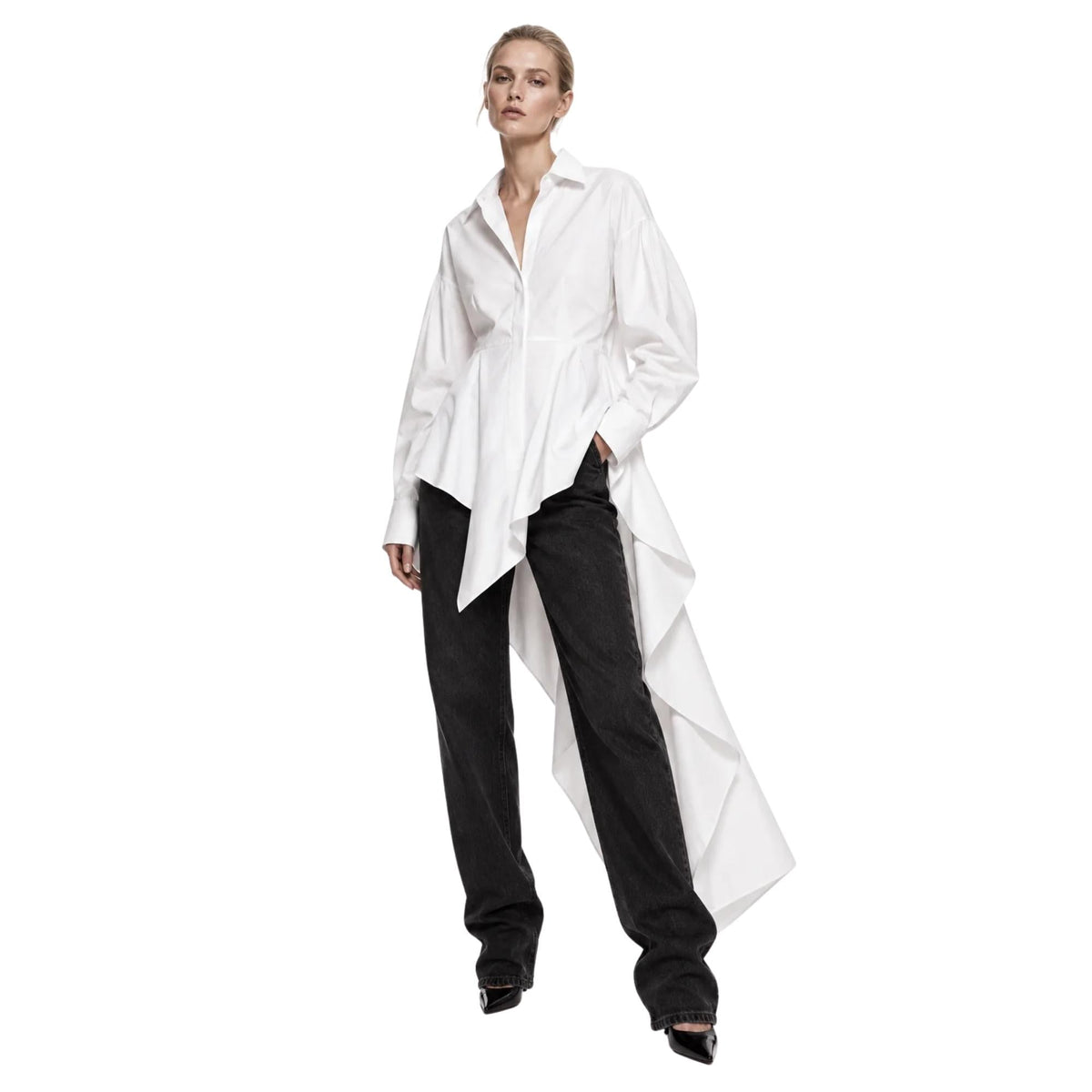 LU FASHION DRAMATIC HIGH-LOW SHIRT قميص “KATERINA”