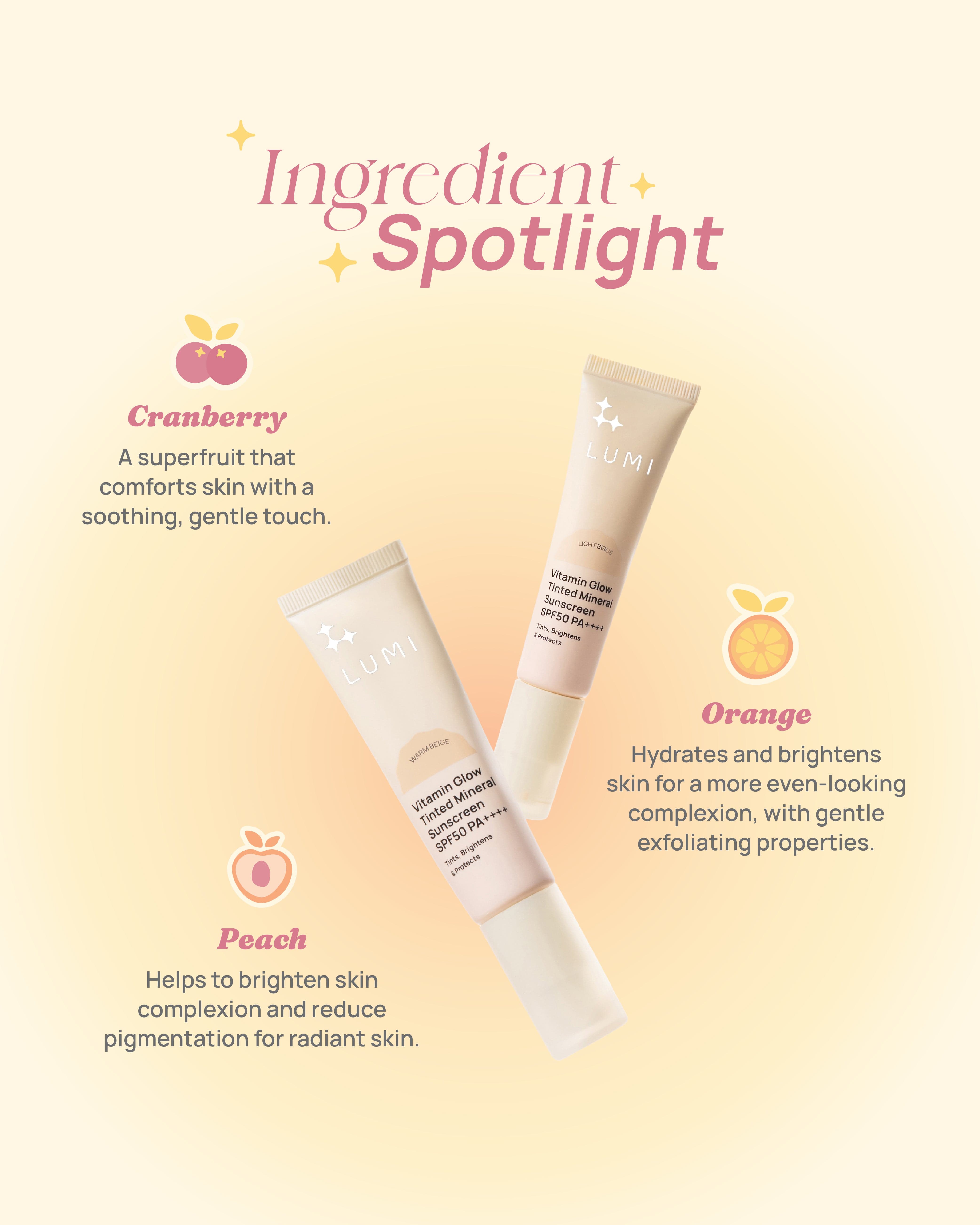 LUMI Beauty Vitamin Glow Tinted Mineral Sunscreen SPF50 PA++++