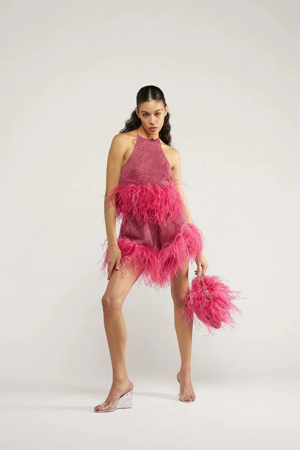 LUMIERE PLUMAGE NECKLACE TOP RASPBERRY | قميص علوي نسائي - Maison Clad