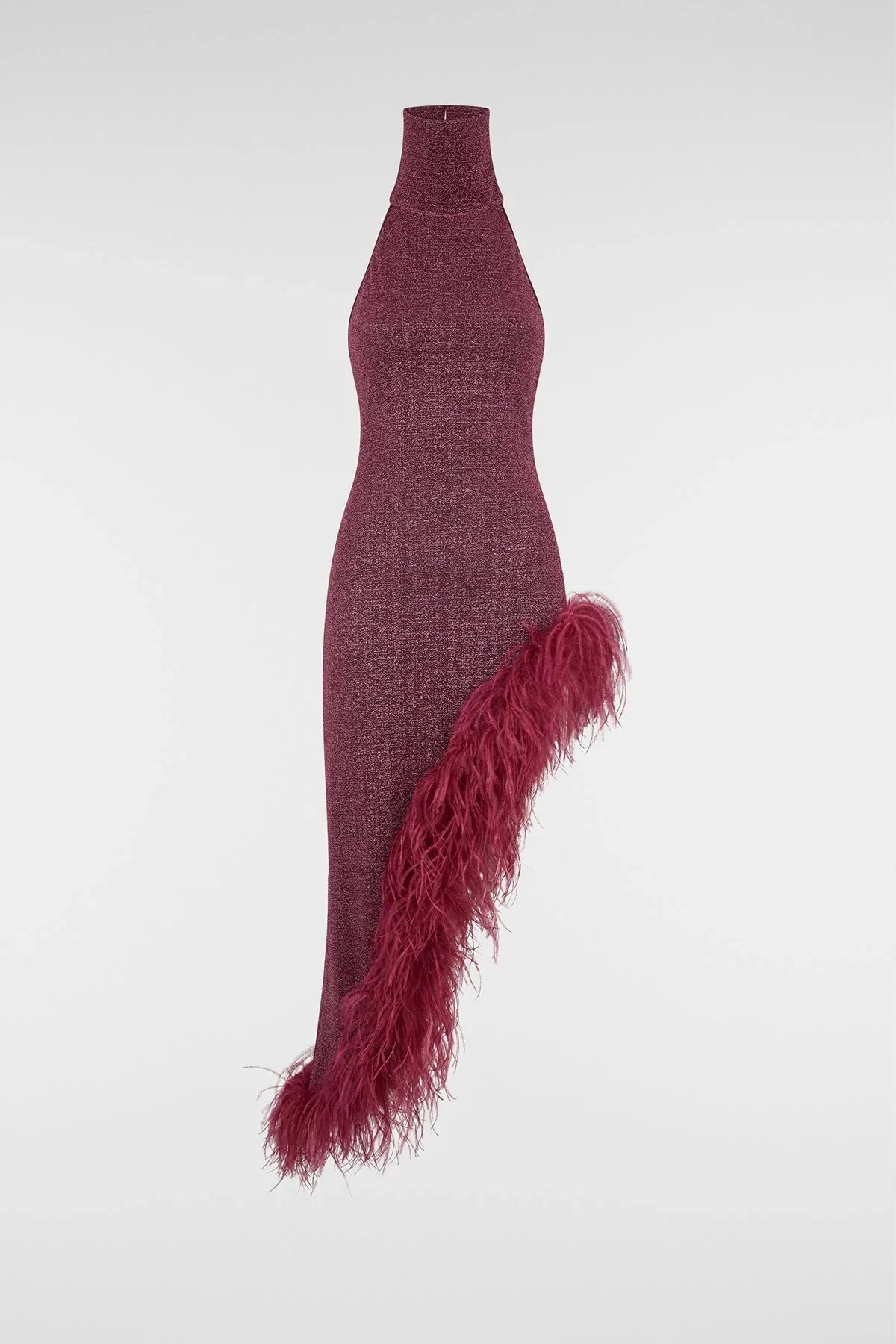 LUMIERE PLUMAGE TURTLE NECK DRESS AUBERGINE | لباس المرأة - Maison Clad