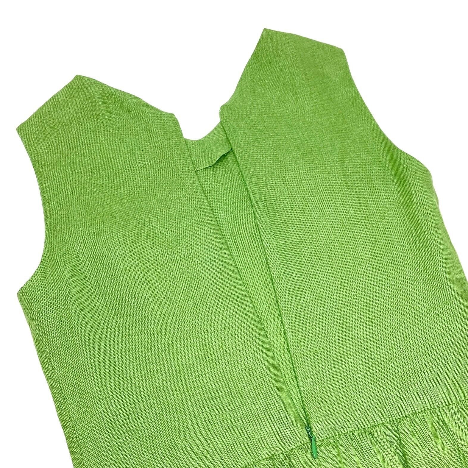 Luxury Fashion Spark CHANEL Vintage 96P CC Mark Logo Dress #38 Sleeveless Pocket Green Linen