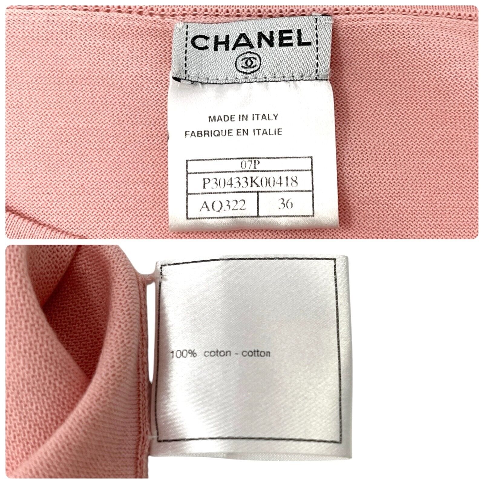 Luxury Fashion Spark CHANEL Vintage 07P CC Mark Logo Knit Top Cardigan #36 Pink Cotton Button