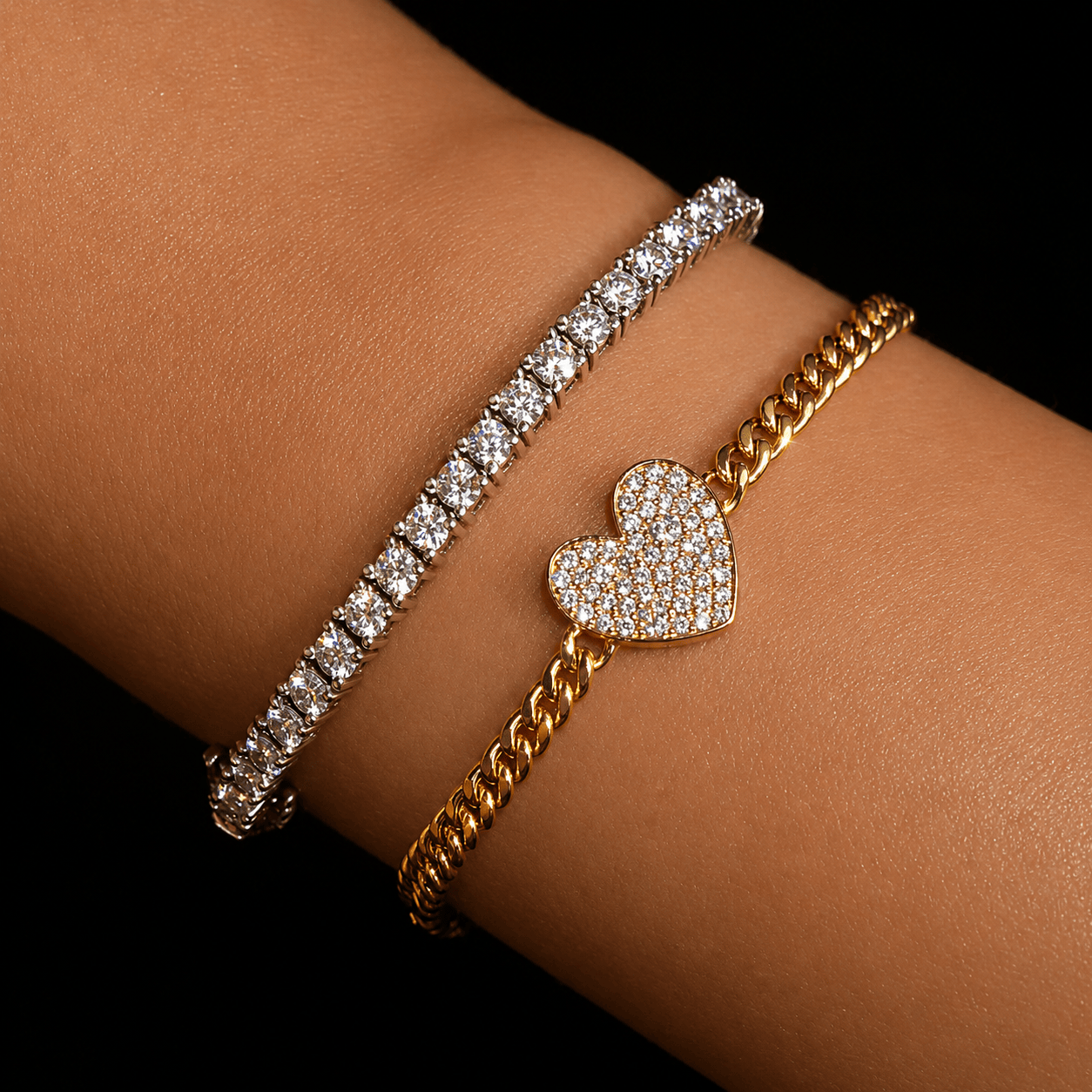 Luxury Promise 18K Pave Heart Bracelet DIA003 JJC1208
