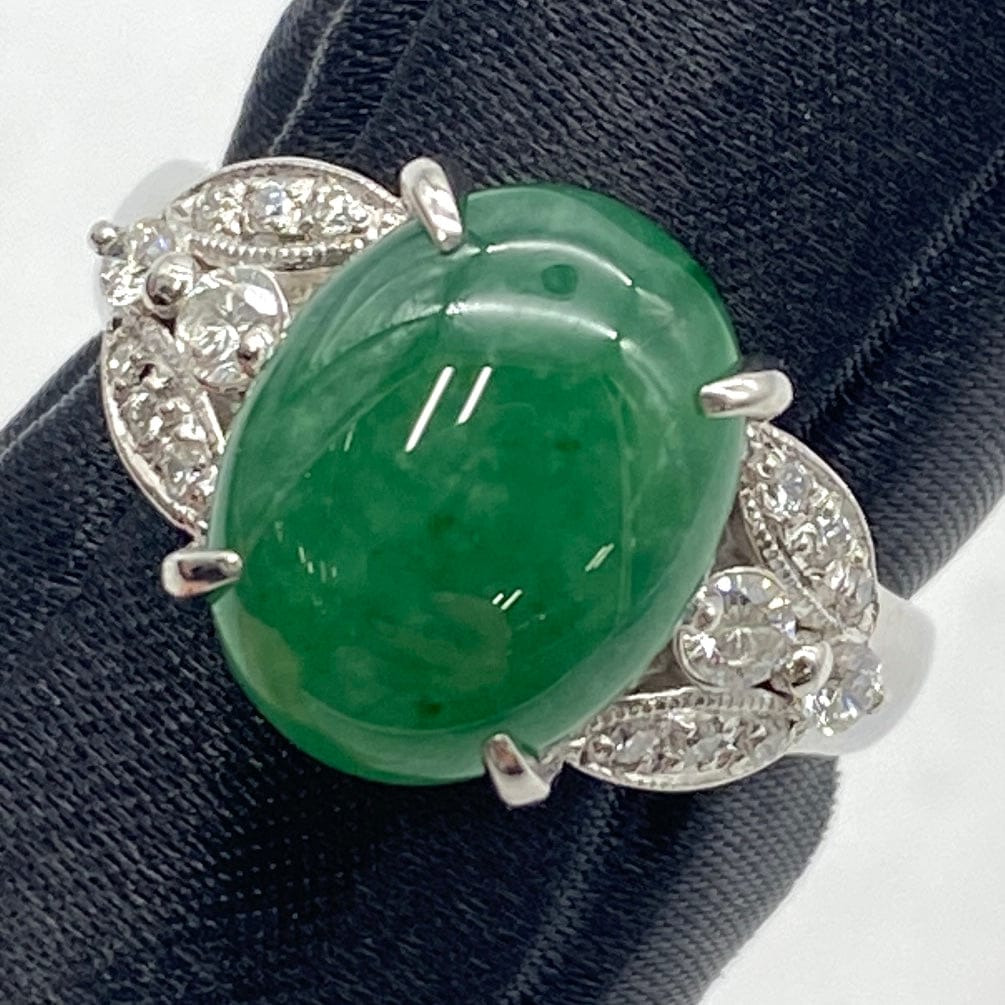 Luxury Promise 25-41366-0 PT900 Jadeite Ring JD 4.14 DA 0.26 7.7g