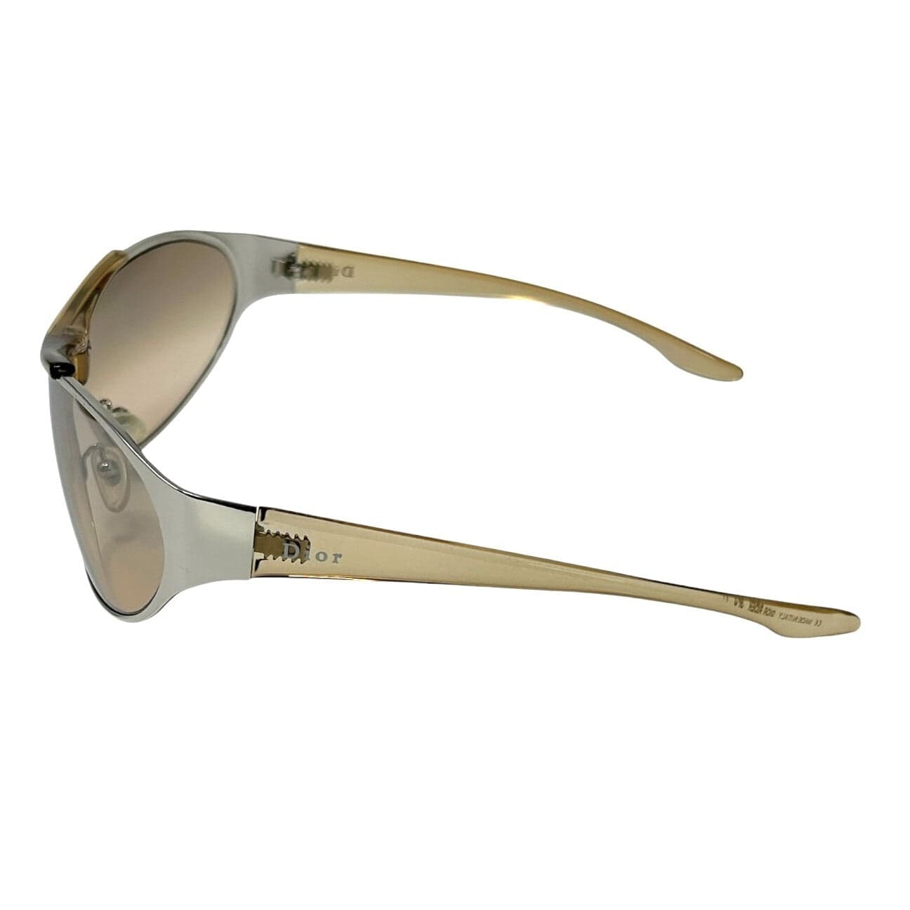 Luxury Promise Christian Dior Vintage Logo Sunglass Shades Beige Silver Plastic Accessory