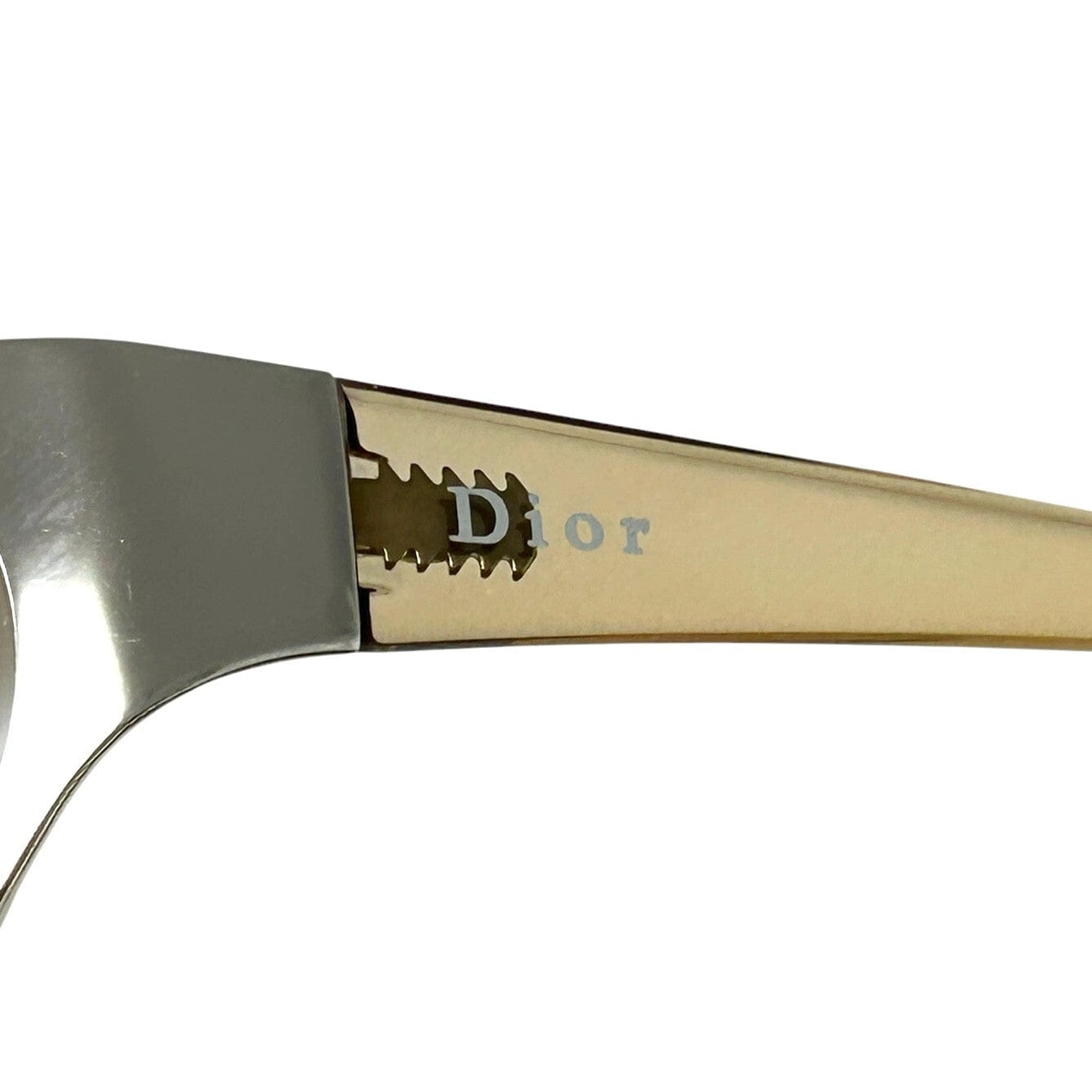 Luxury Promise Christian Dior Vintage Logo Sunglass Shades Beige Silver Plastic Accessory