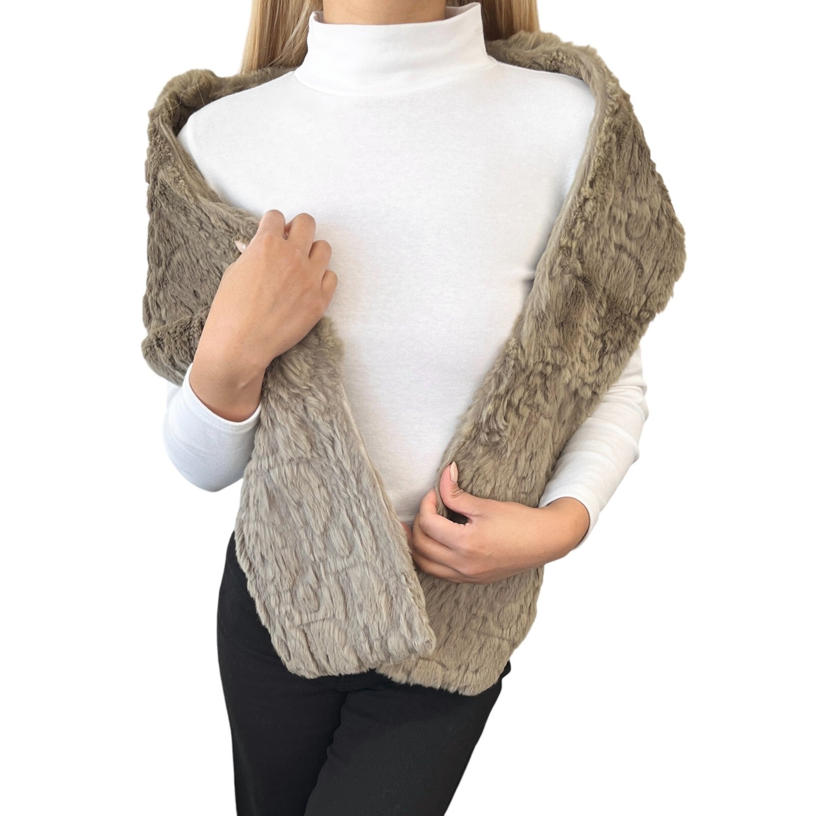 Luxury Promise Christian Dior Vintage Trotter Monogram Logo Fur Scarves Shawls Olive Gray