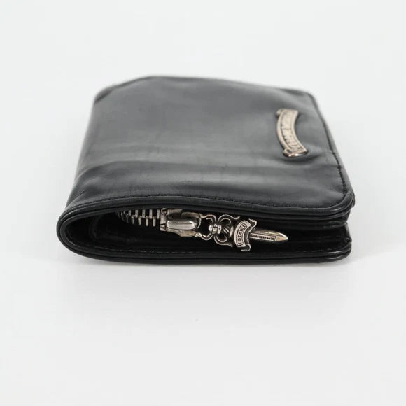 Luxury Promise Chrome Hearts Joey Compact Wallet Leather Black Auth 136314M 136314M