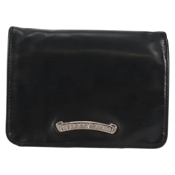 Luxury Promise Chrome Hearts Joey Compact Wallet Leather Black Auth 136314M 136314M