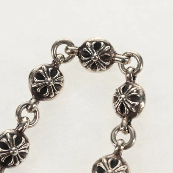 Luxury Promise Chrome Hearts NO2 BALL #2 Cross Ball Bracelet Ag925 Silver Auth 140521M 140521M