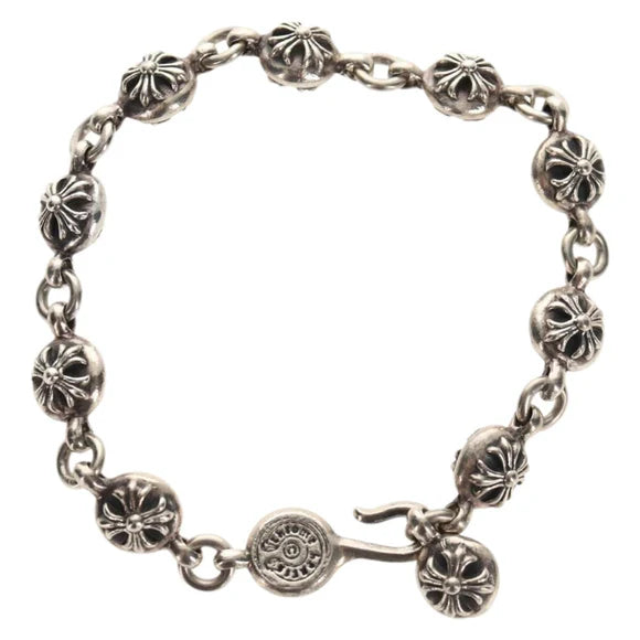 Luxury Promise Chrome Hearts NO2 BALL #2 Cross Ball Bracelet Ag925 Silver Auth 140521M 140521M