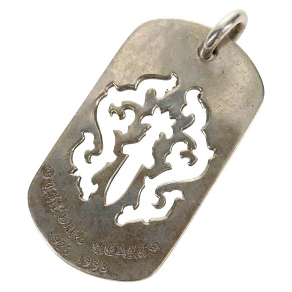 Luxury Promise Chrome Hearts Pendant Top Cutout Dagger Dog Tag Ag925 Silver Auth 141204M 141204M