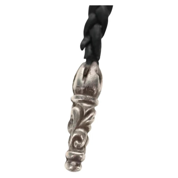 Luxury Promise Chrome Hearts Scroll Razor Blade Necklace Ag925 Black Auth 141205M 141205M