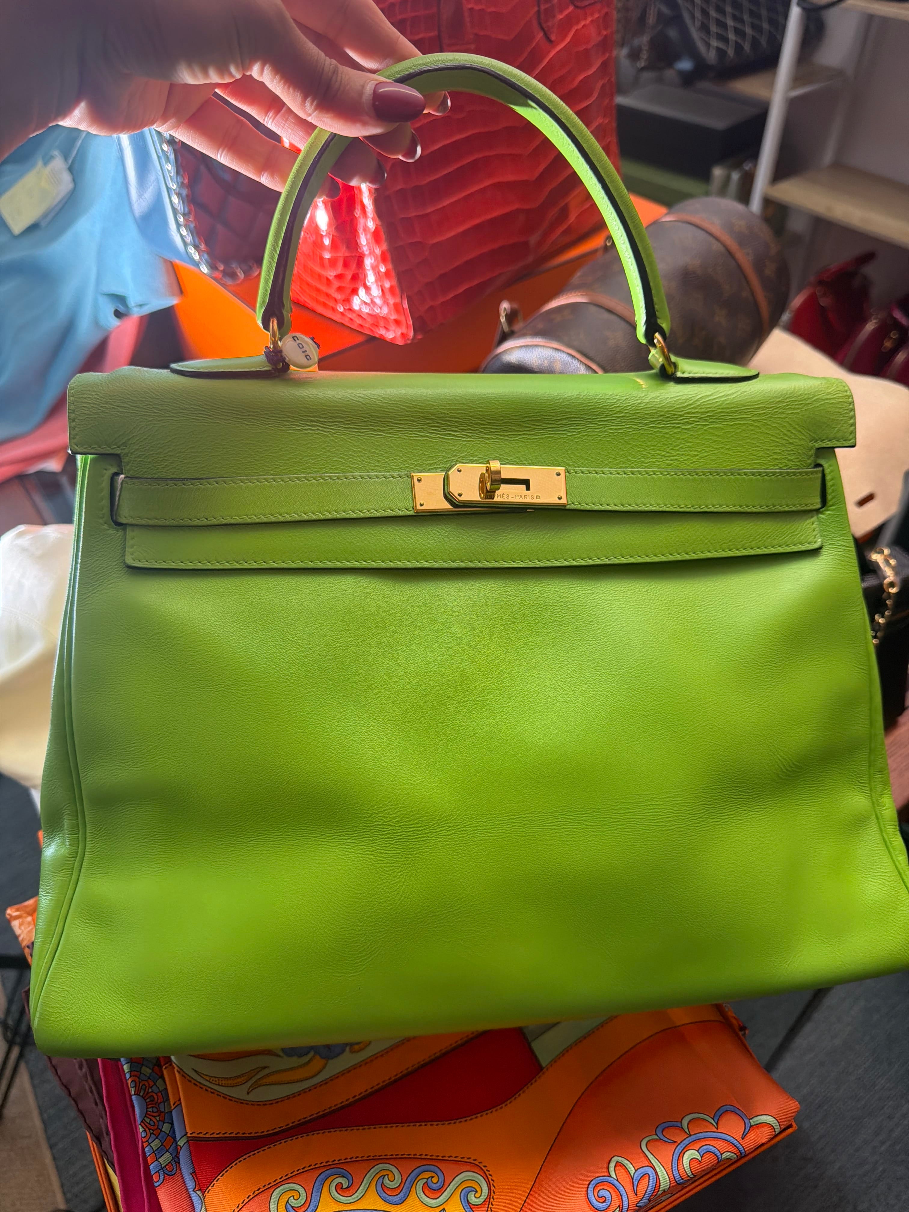 Luxury Promise Hermes 32 Kelly - lime -  AKC1294