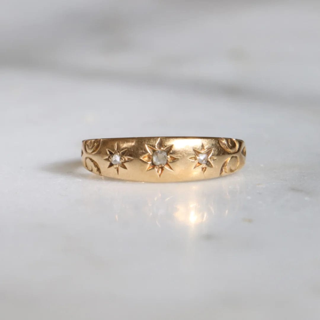 Luxury Promise 18CT GOLD ROSE CUT DIAMOND GYPSY RING ASC4548
