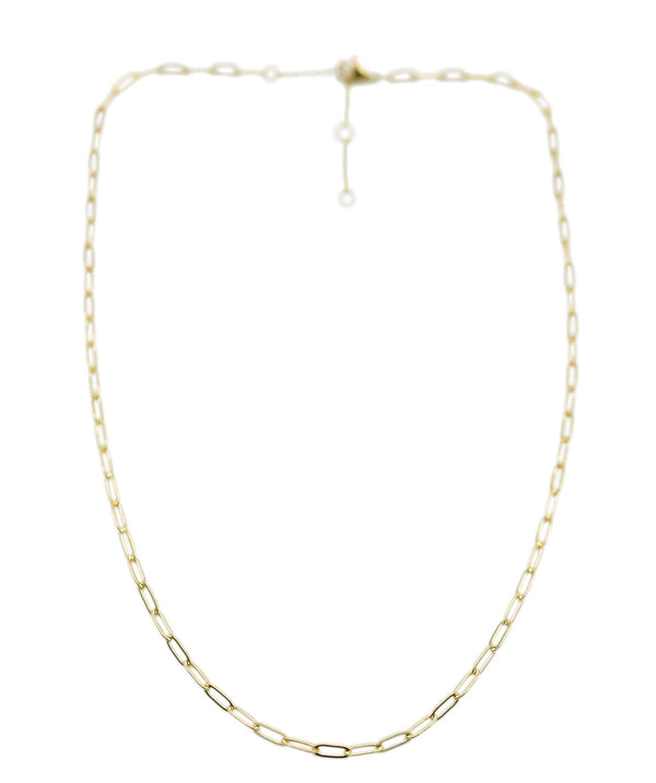 Luxury Promise Women's dainty paperclip chain, gold plated 14.5-16.5  ASL7963