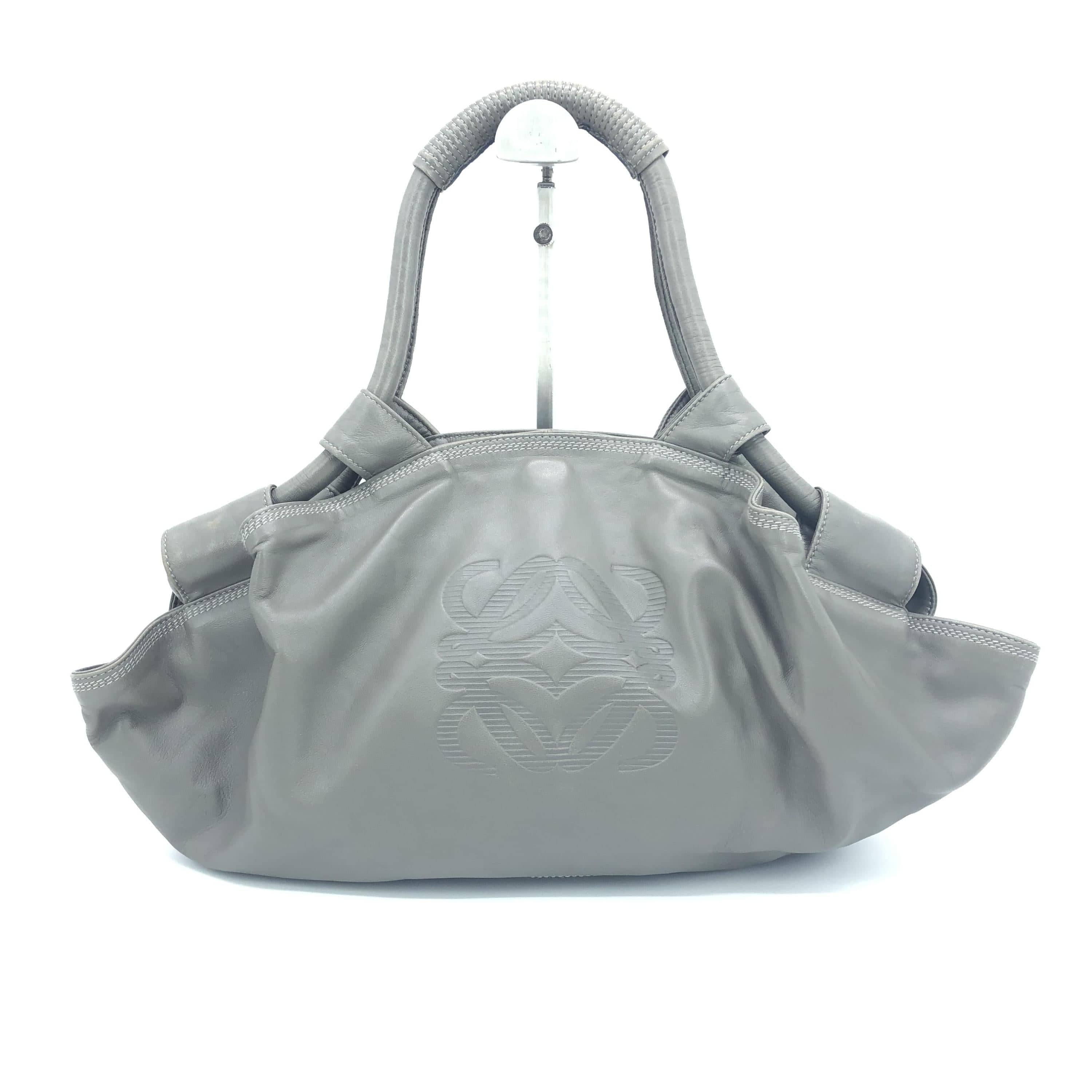 Luxury Promise Loewe Grey Metallic Nappa Leather Handbag C318967