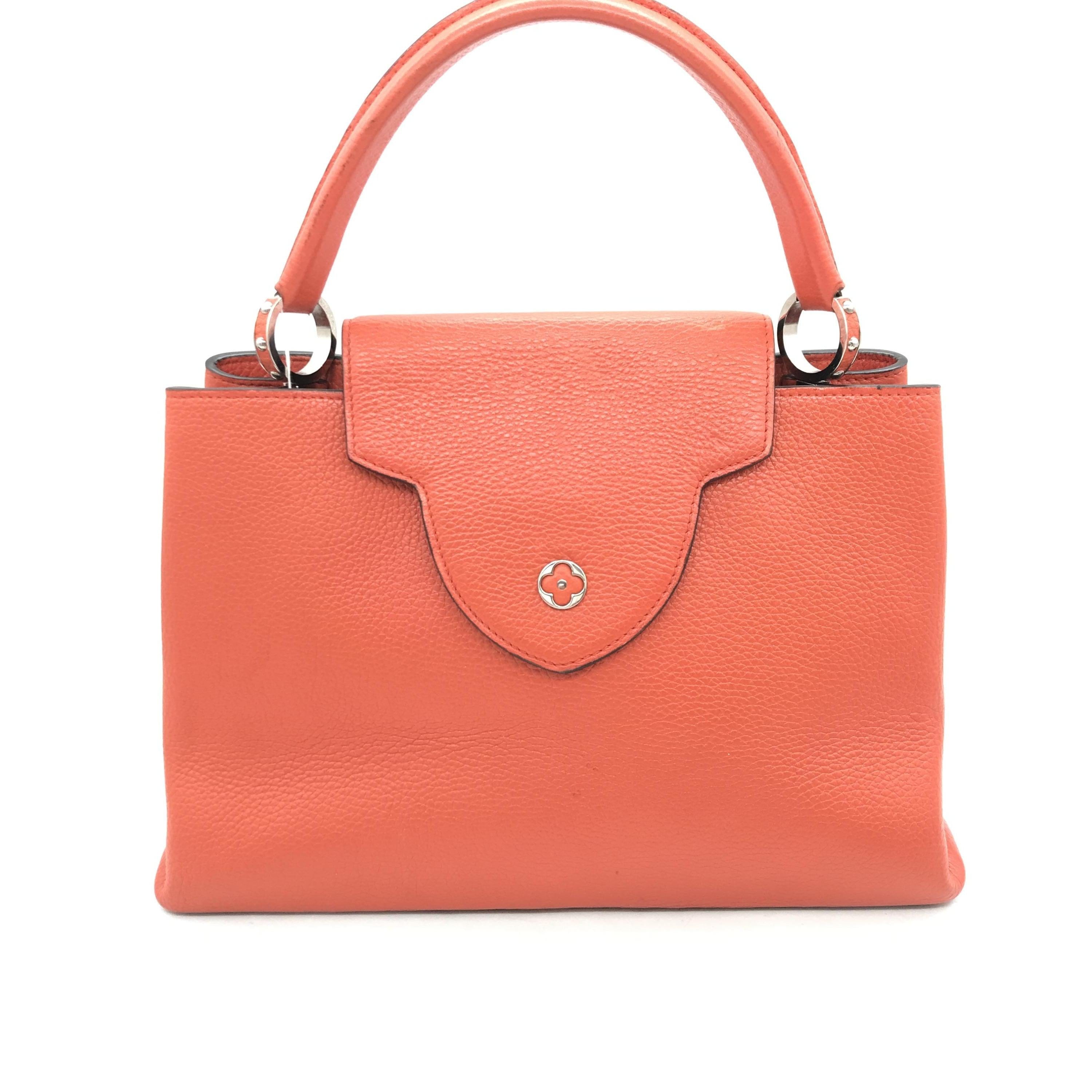 Luxury Promise Louis Vuitton Capucines MM In Vibrant Orange Leather C289352