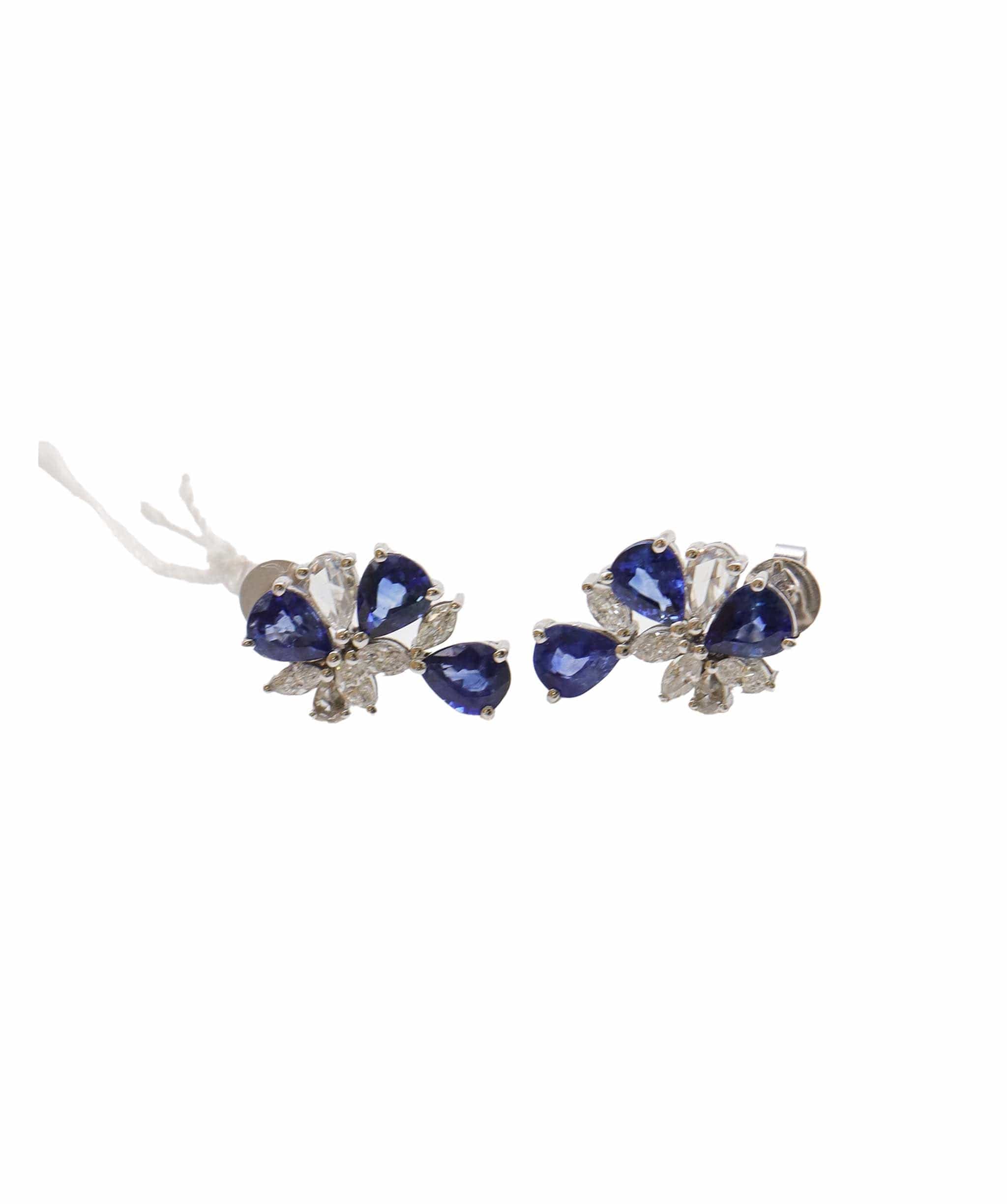 Luxury Promise Sapphire & Diamonds Stud Earrings - DXBS1088