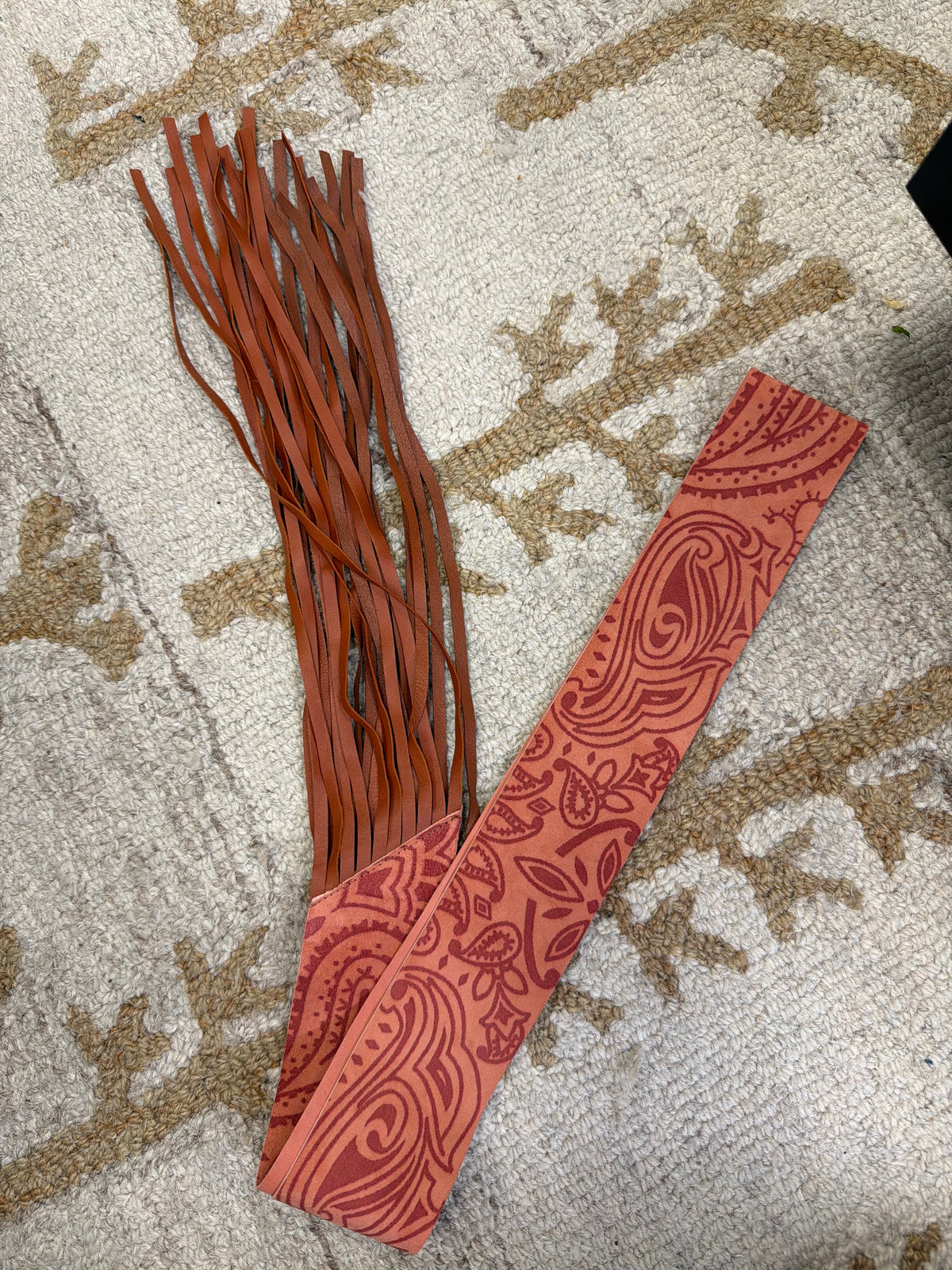 Luxury Promise Suede Fringe Twilly Orange ALC4434