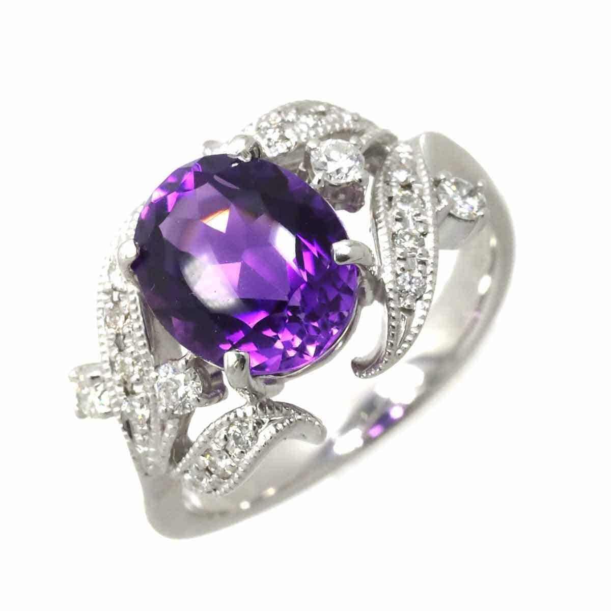 Luxury Promise Amethyst 2.59ct Diamond 0.26ct Ring 18K WG size6(US) 90204415