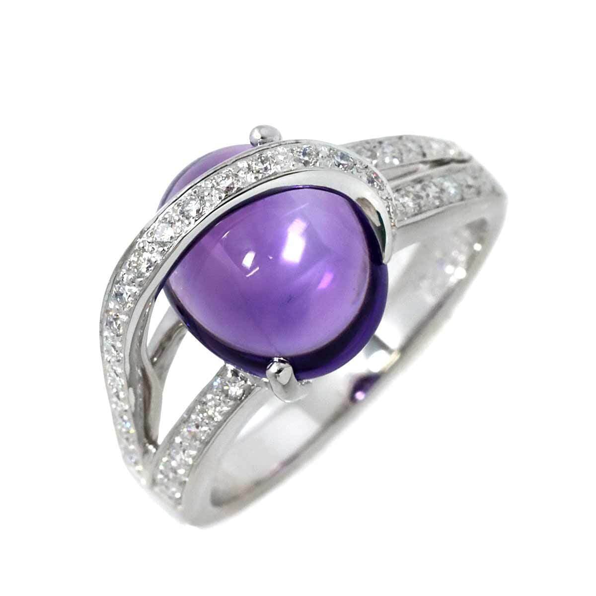 Luxury Promise Amethyst Diamond 0.32ct Ring 18K WG size6.25-6.5(US) 90212557