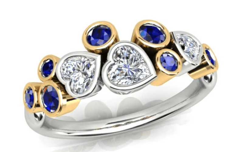 Luxury Promise Australia 0.46ct Ceylon Sapphire and 0.45ct Diamond Ring in 18K White and Yellow Gold