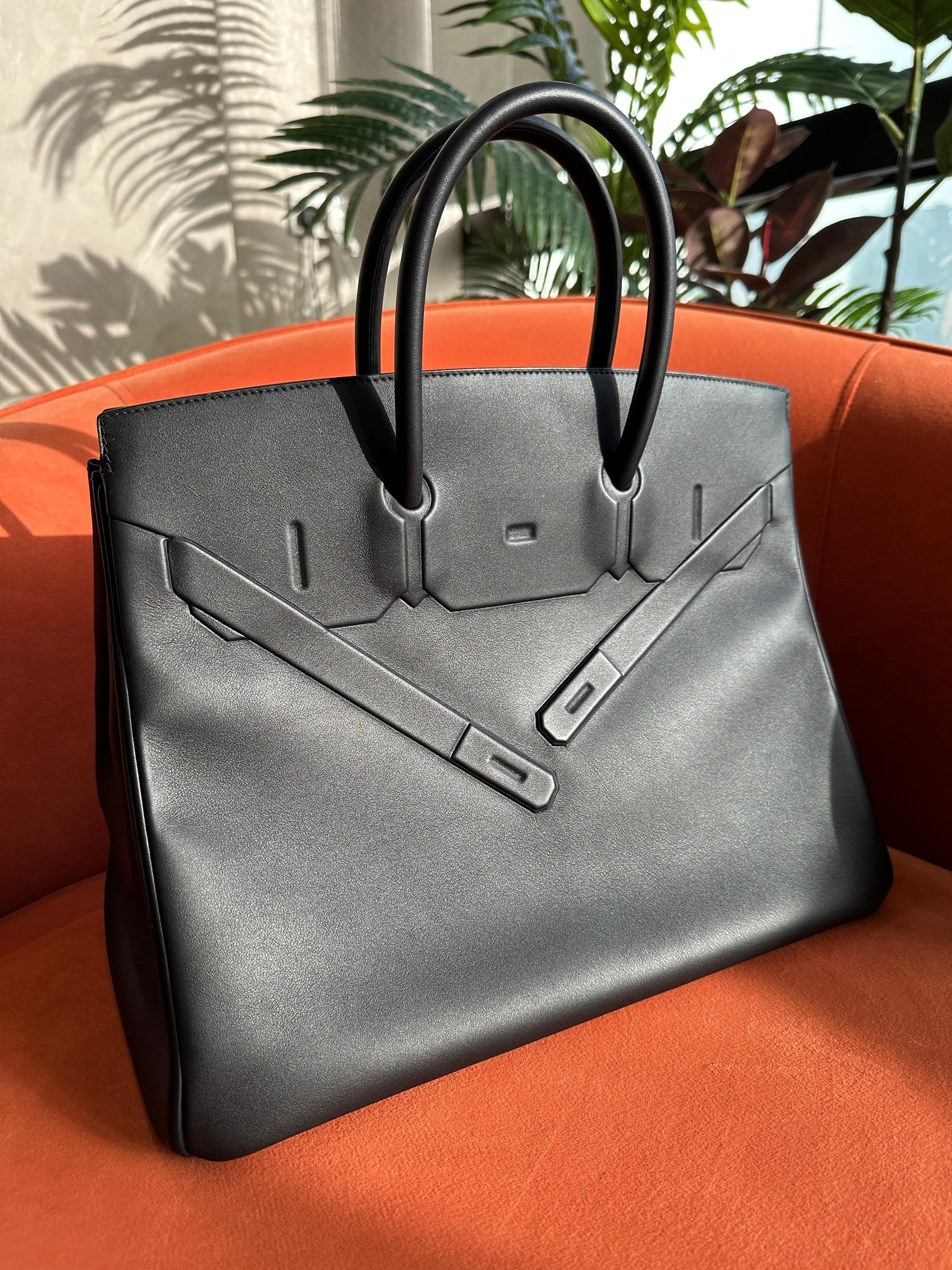 LUXURY PROMISE *HK LOCATED* RARE LIKE NEW LIMITED EDITION HERMÈS BIRKIN 35CM "SHADOW" BLACK Swift Leather with Palladium Hardware