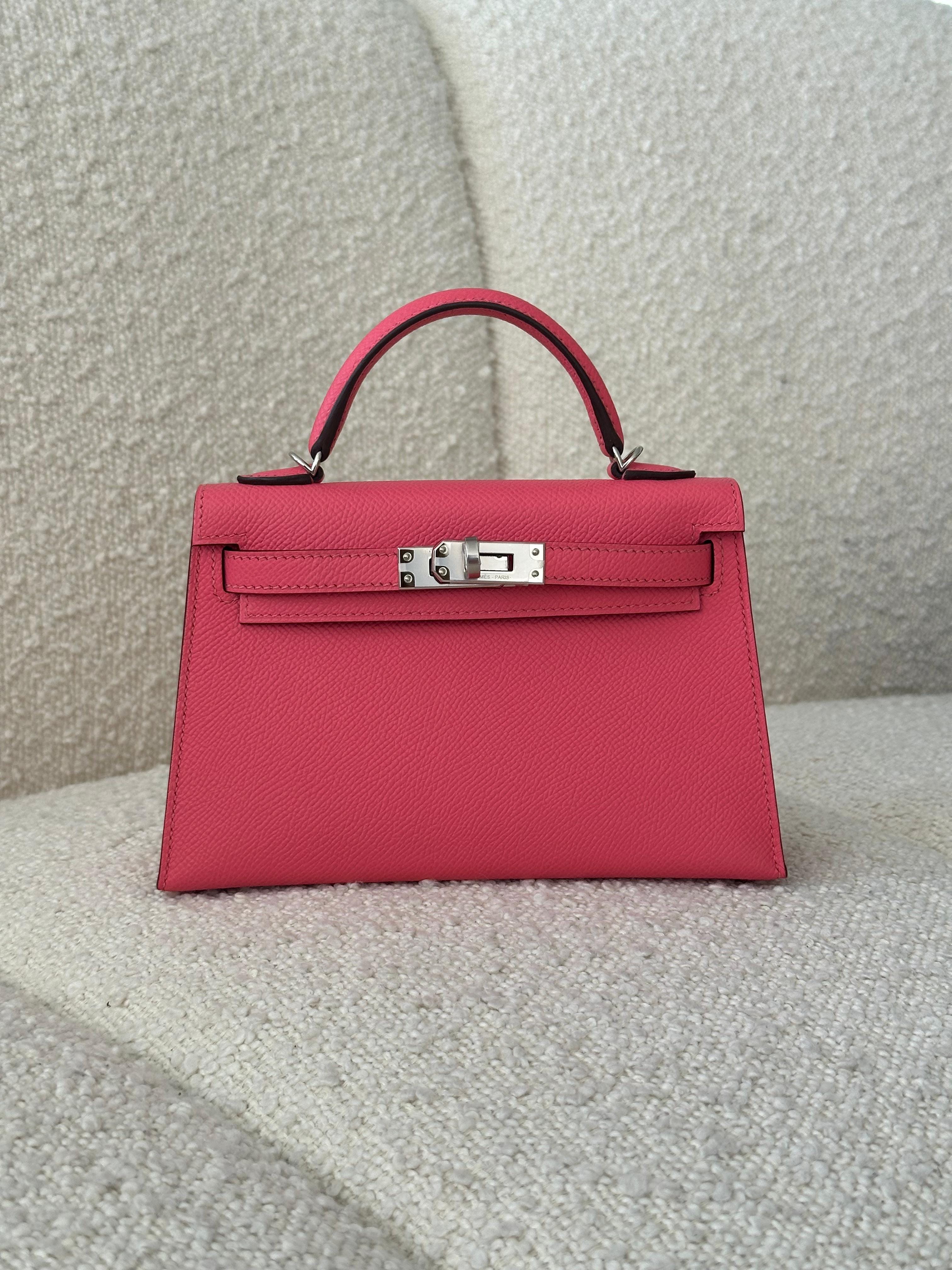 LUXURY PROMISE *LONDON LOCATED* HERMÈS MINI KELLY II 20CM ROSE AZALEE Epsom Leather with Palladium Hardware