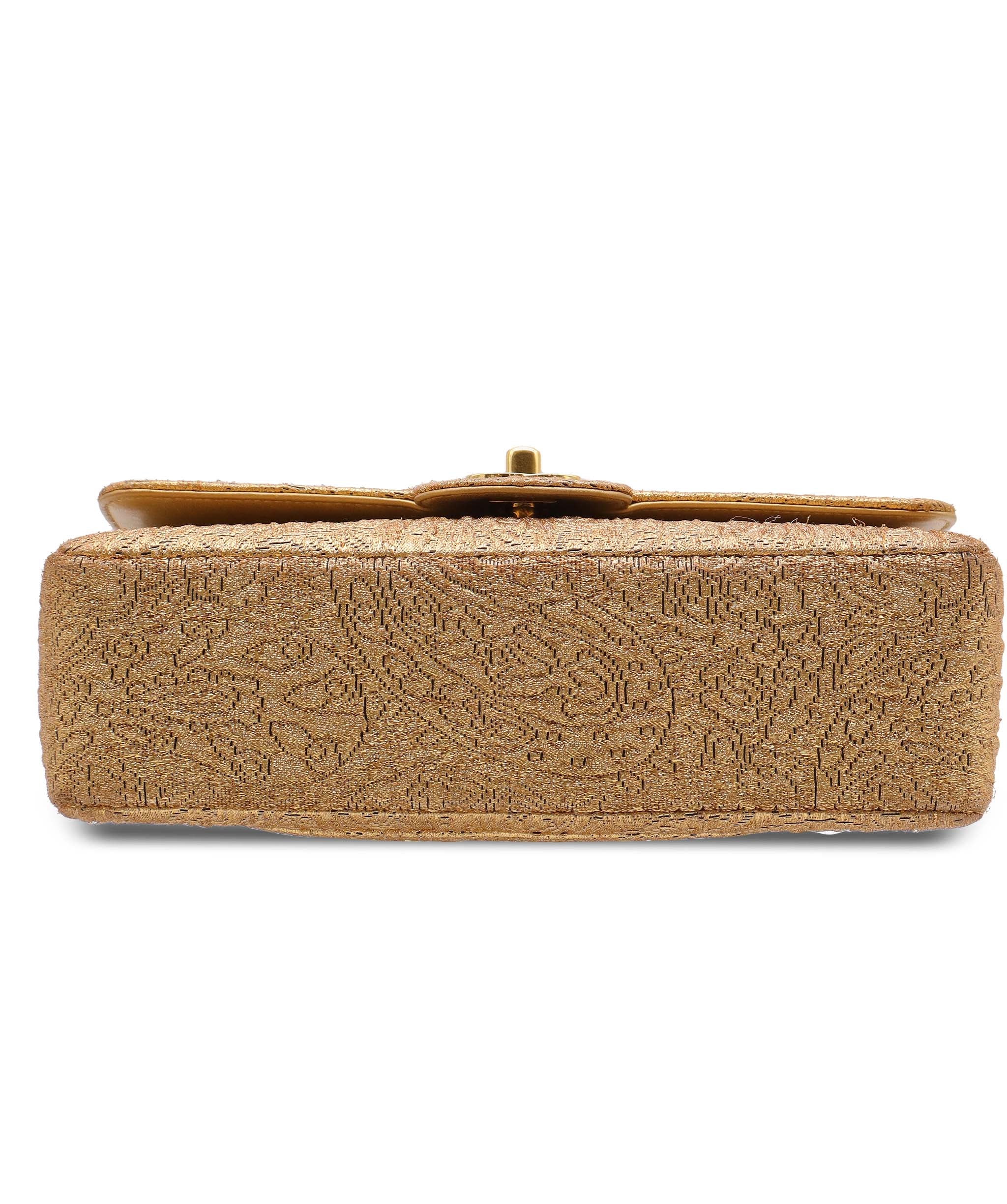 Luxury Promise CHANEL VINTAGE CHAIN SHOULDER BAG NISHIJIN TEXTILE GOLD  DXBS5641
