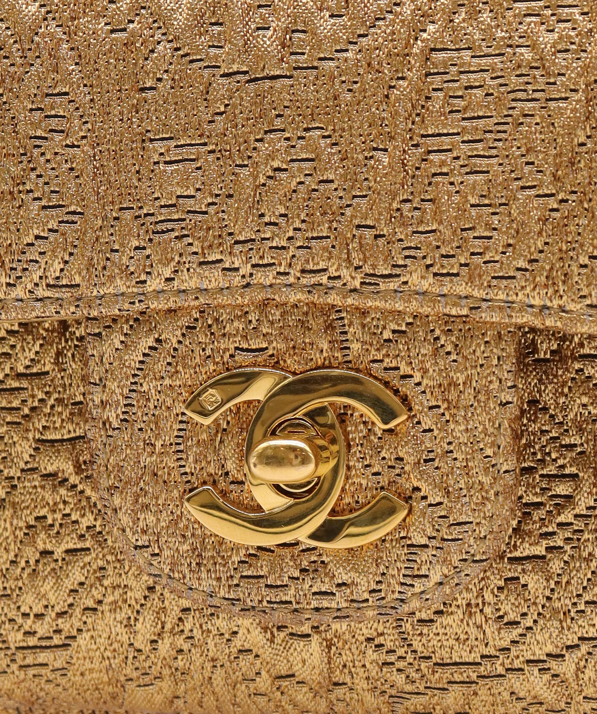 Luxury Promise CHANEL VINTAGE CHAIN SHOULDER BAG NISHIJIN TEXTILE GOLD  DXBS5641