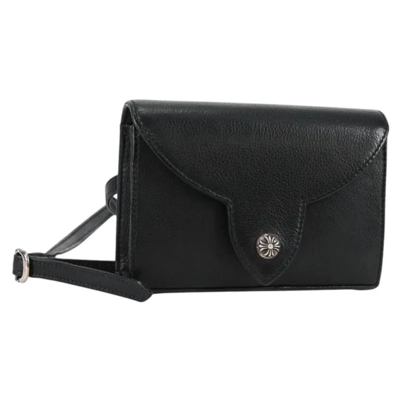 Luxury Promise Chrome Hearts BS Flare Patch Square Pocket Bag Leather Black Silver Auth 134880M 134880M