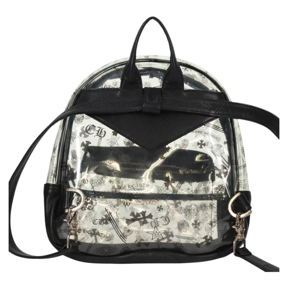 Luxury Promise Chrome Hearts PVC BACK TO SCHOOL Backpack Vinyl Leather Black Auth 134876M 134876M