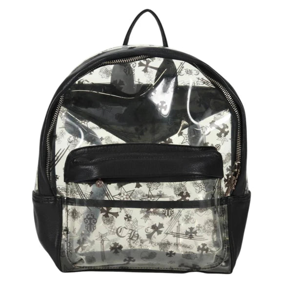 Luxury Promise Chrome Hearts PVC BACK TO SCHOOL Backpack Vinyl Leather Black Auth 134876M 134876M